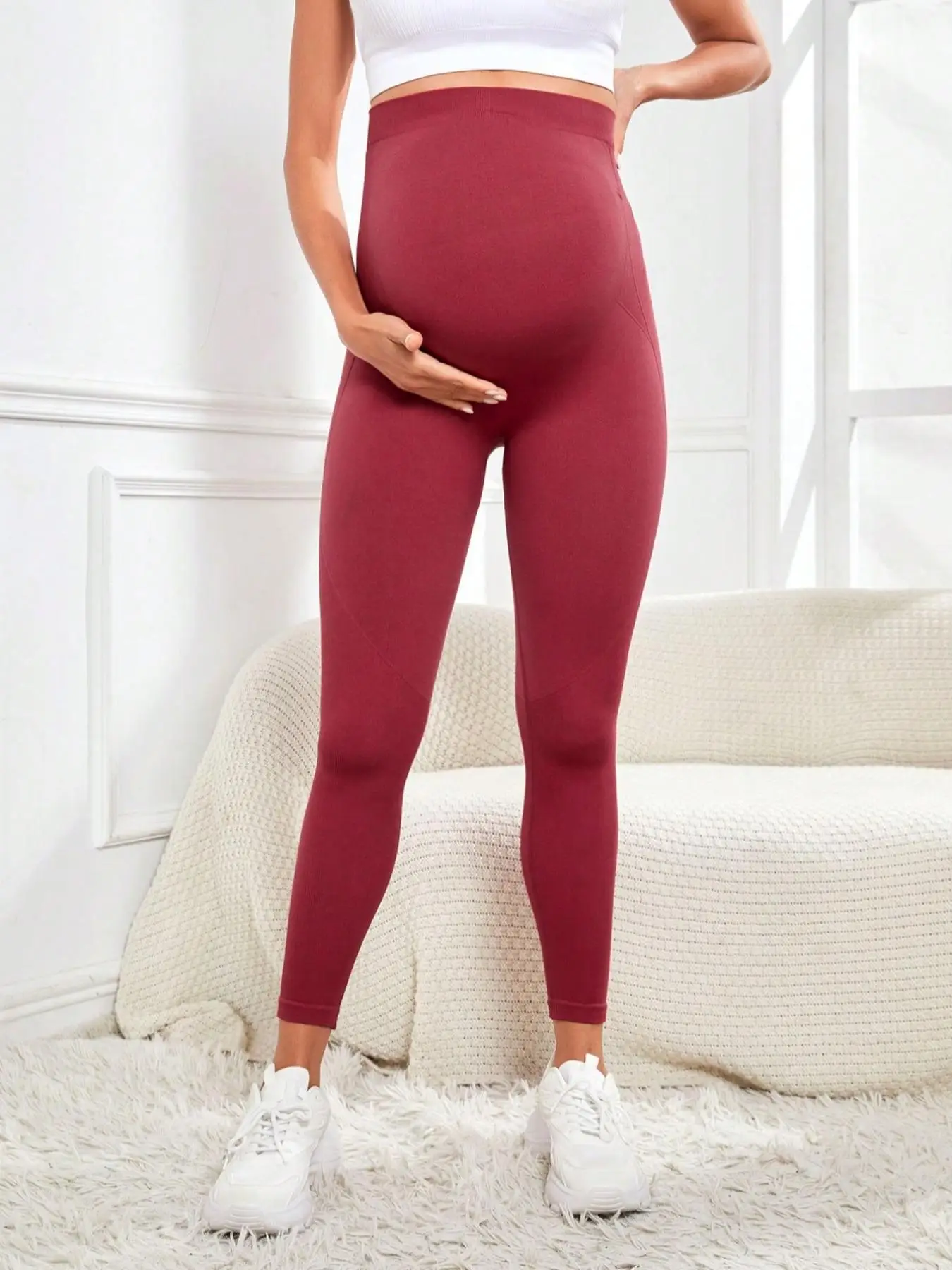 ارتفاع الخصر طماق الحمل ملابس الأمومة للنساء الحوامل البطن دعم محبوك Leggins الجسم السراويل