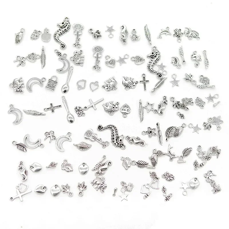 100Pcs Vintage Mixed Metal Animal Charms Beads Handmade DIY Bracelet Pendant Neacklace Clips Jewelry Accessories DIY Art Charms