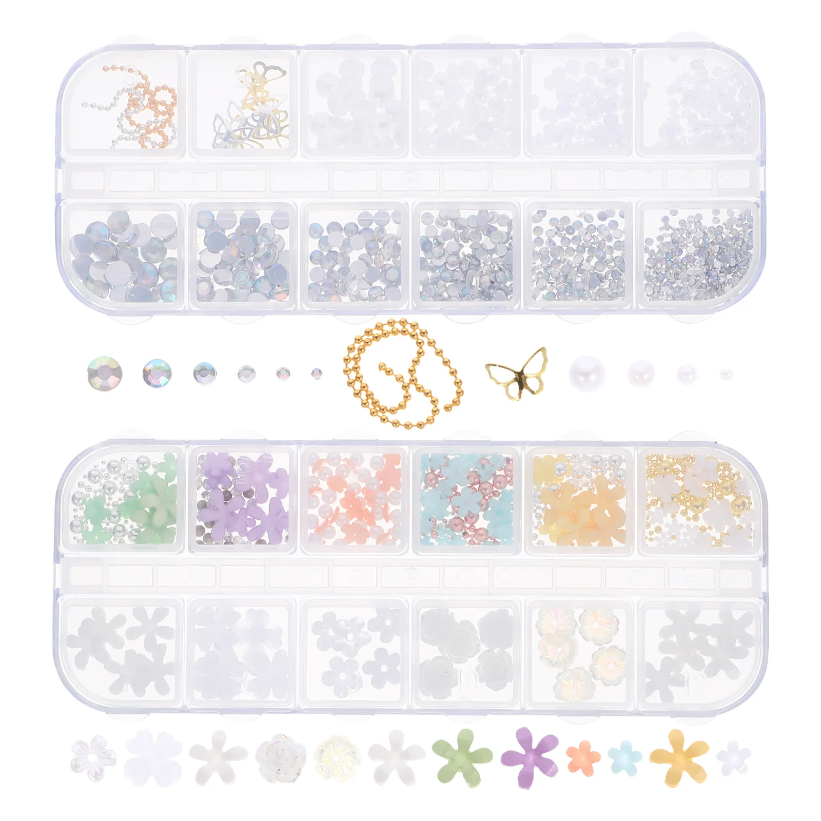 

2 коробки жемчужные цепочки для ногтей, маленькие элегантные украшения для ногтей для женщин, ногти, свадебный маникюр, подвески для маникюра