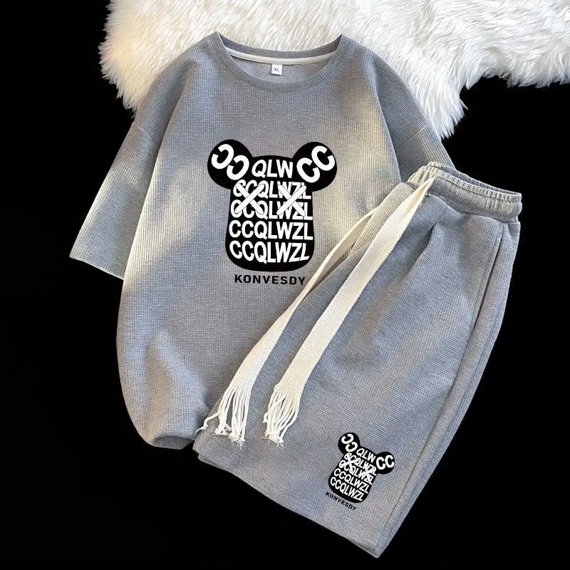 

Ruffian Handsome Youth Sports Suit Men's Summer Clothing High-end Short-sleeved T-shirt Student Trendy Brand Half-sleeved T