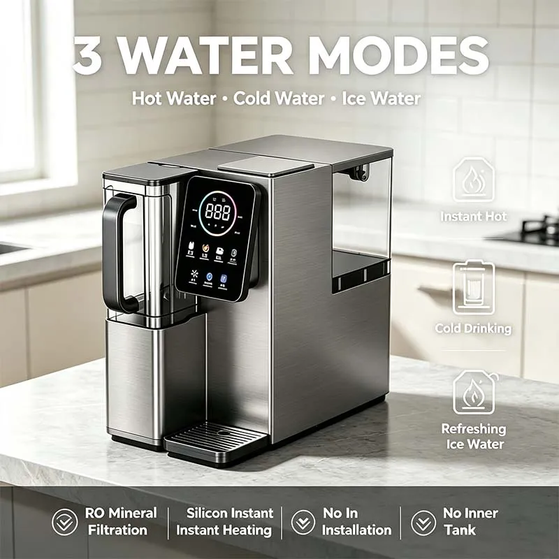 Desktop RO Water Filter Hot Cold Instant Water Dispenser, Removable Pure Water Kettle, Multi Temp Countertop Water Purifier No I
