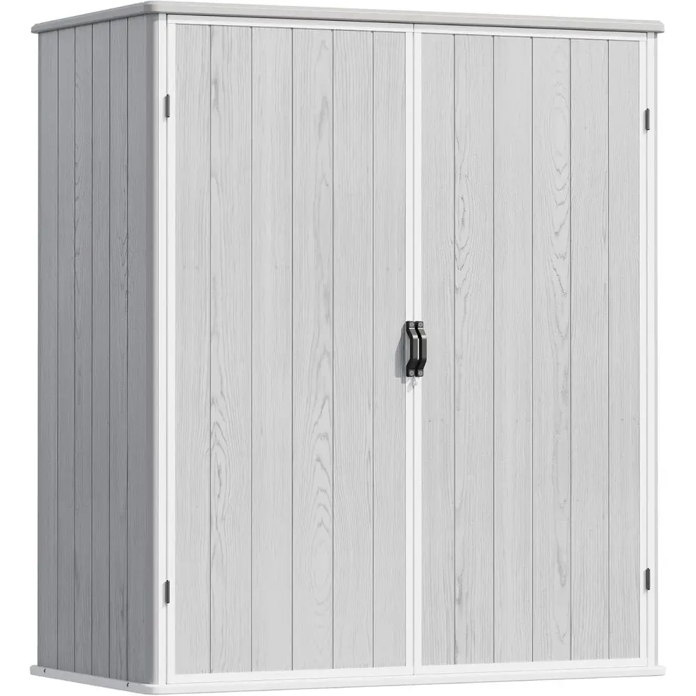 

Light Gray 5x3 ft Outdoor Plastic Storage Shed with Floor, Lockable Door, Waterproof Garden Tool Shed for Patio, Lawn, and Backy