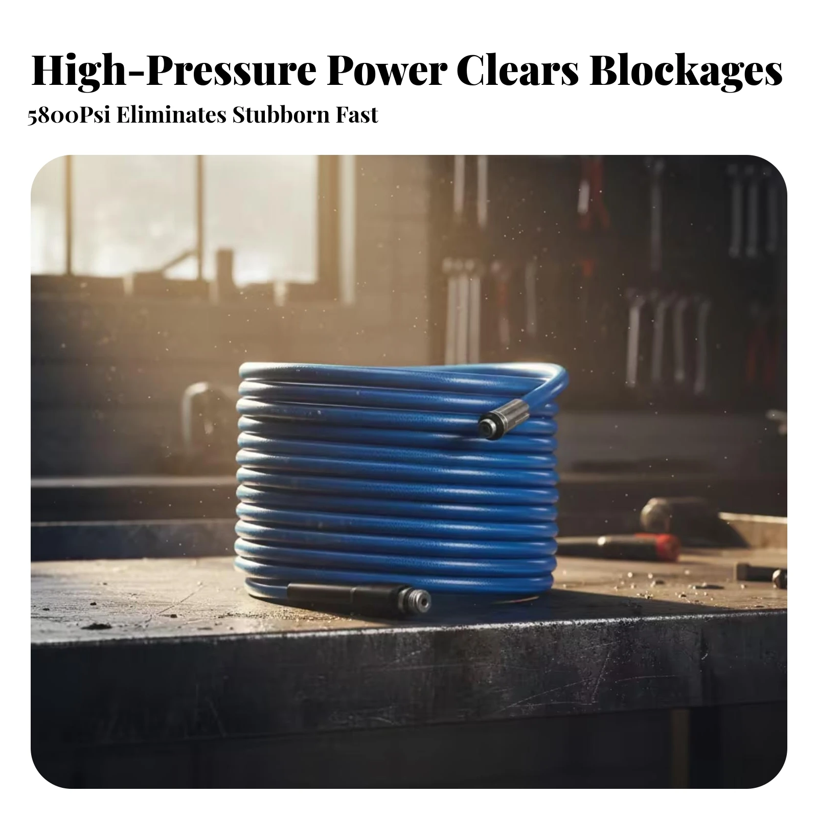 Pressure Washer Drain Hose Quick Connect Drain Cleaning Hose Kit Multiple Adapters Rotary Sewer Nozzle