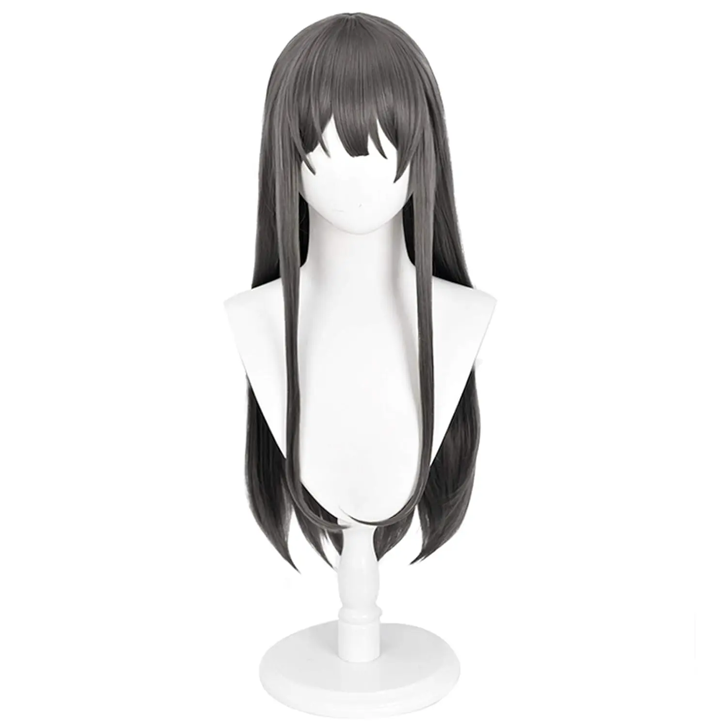 Anime Mai Sakurajima Cosplay-Perücke, lange dunkelgraue Cosplay-Perücken für Frauen und Mädchen, hitzebeständige Kunsthaar-Perücke