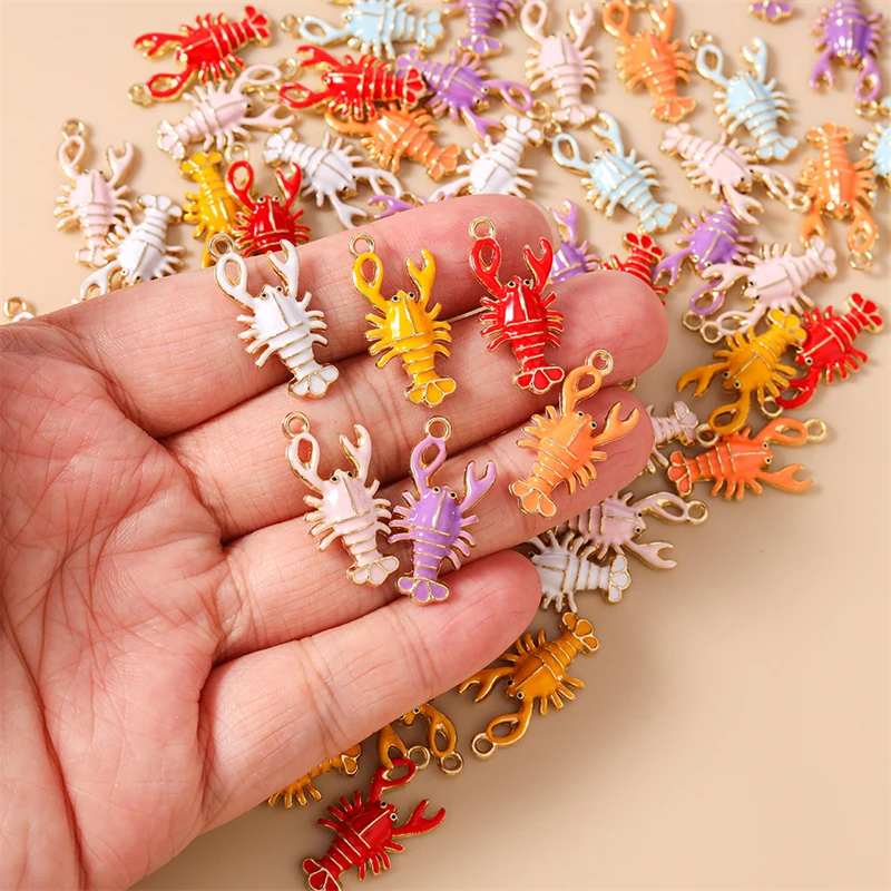 20 Stück 19x25mm Niedliche Meerestier-Anhänger Emaille-Hummel-Charms für Ohrringe Halsketten DIY Handgemachtes Kunsthandwerk Schmuckherstellung – Detail 3