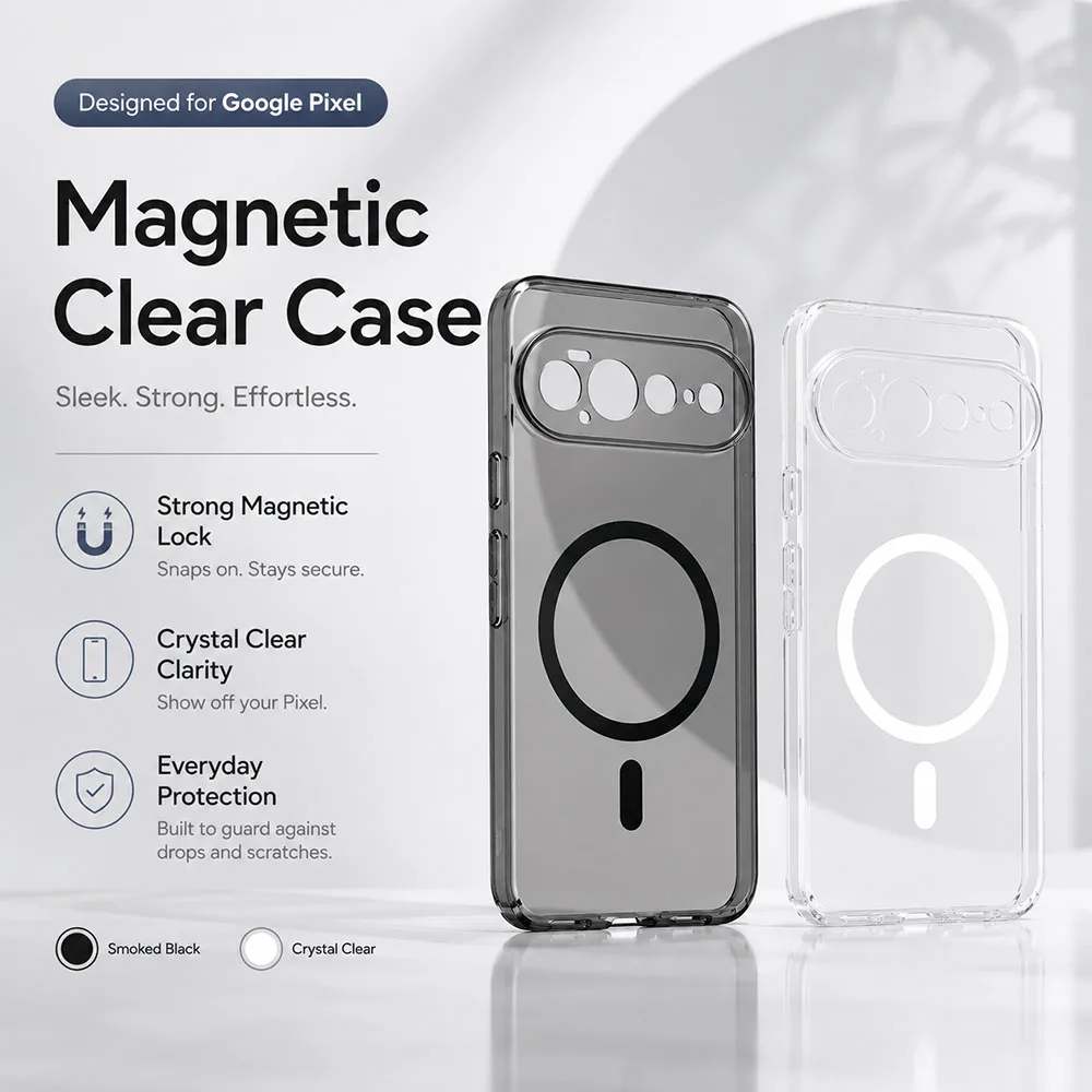 Image of Magnetische, luxuriöse, ultradünne, transparente Hart-PC-Hülle für Magsafe, für GOOGLE PIXEL 10 PRO XL 11 A 9 PRO 11 PRO, kratzfeste Hülle