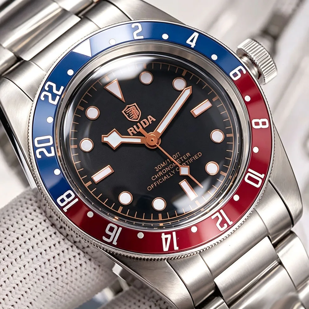 New Vintage Diving Watch For Men Sweep Second Movement Wristwatch Luminous Waterproof Stainless Steel Bracelet