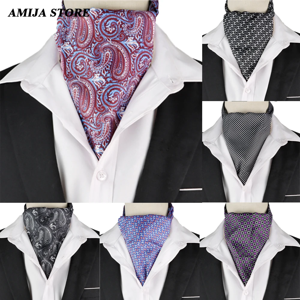 

Мужской галстук Ascot из кешью, классический модный жаккардовый мужской шарф с узором пейсли, винтажный галстук, формальный скранч в сборе, самоаксессуары, подарок