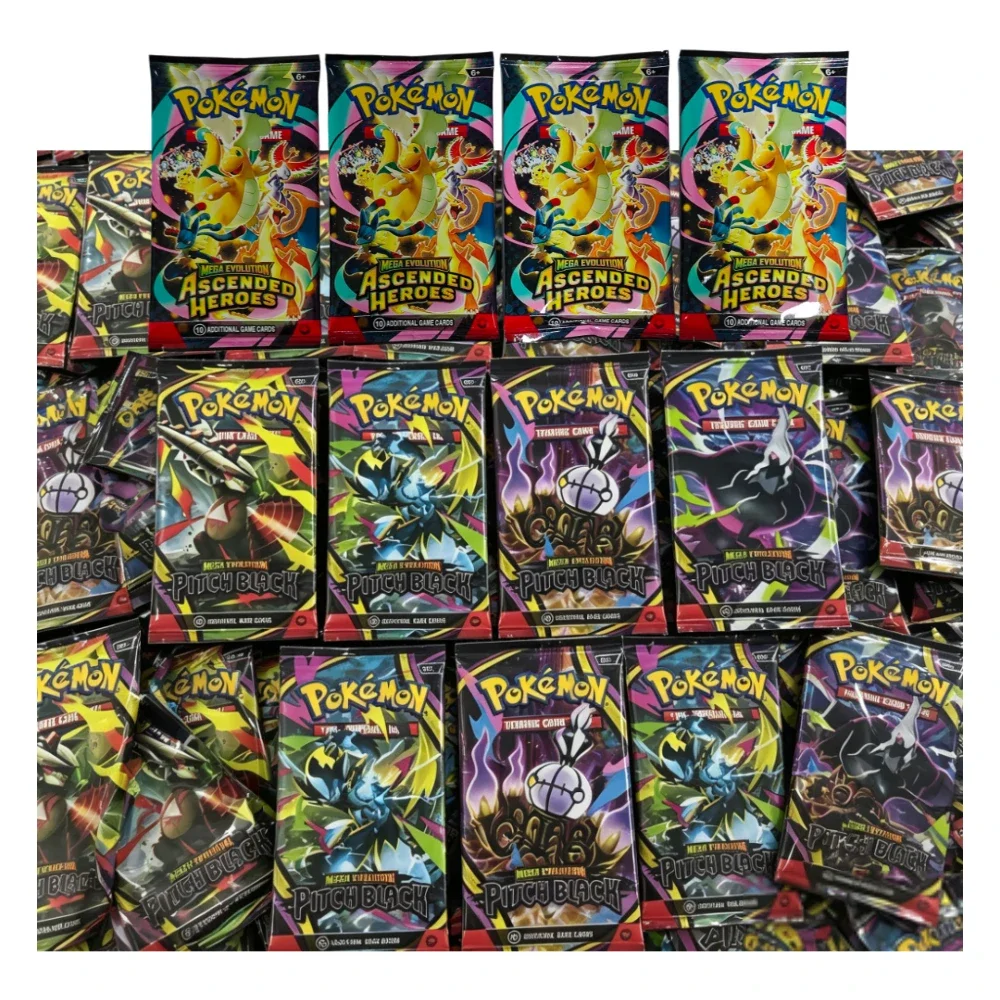 9 Packungen Pokémon TCG Mega Evolution-Pitch Black Booster Ascended Heroes Phantasmal Flames TCG Sammelkarten-Set – Detail 1