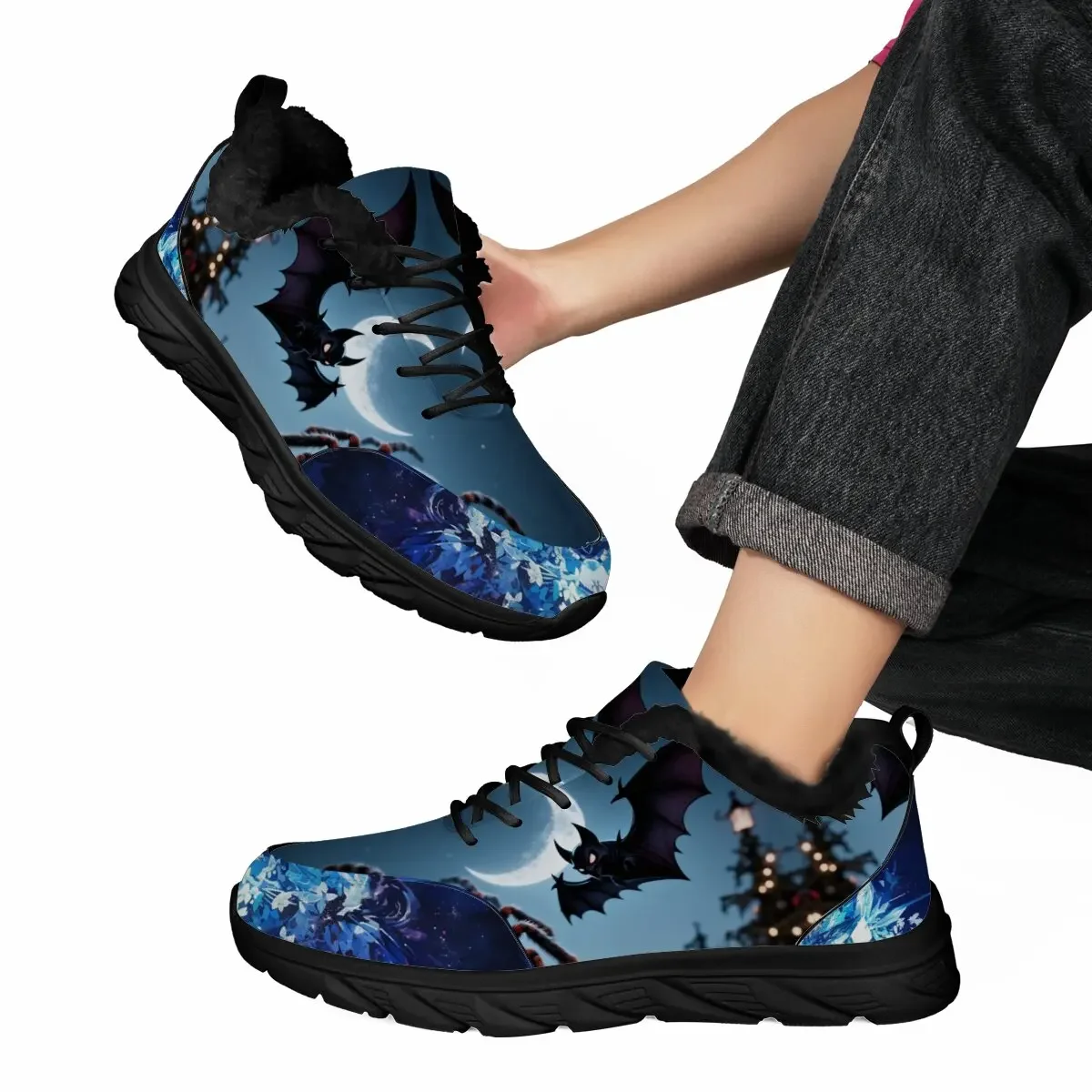 

New Lightweight Casual Lace-up Fly-knit Christmas Cartoon Design Hollowed-out Soft-soled High-quality Flat Custom Sports Shoes