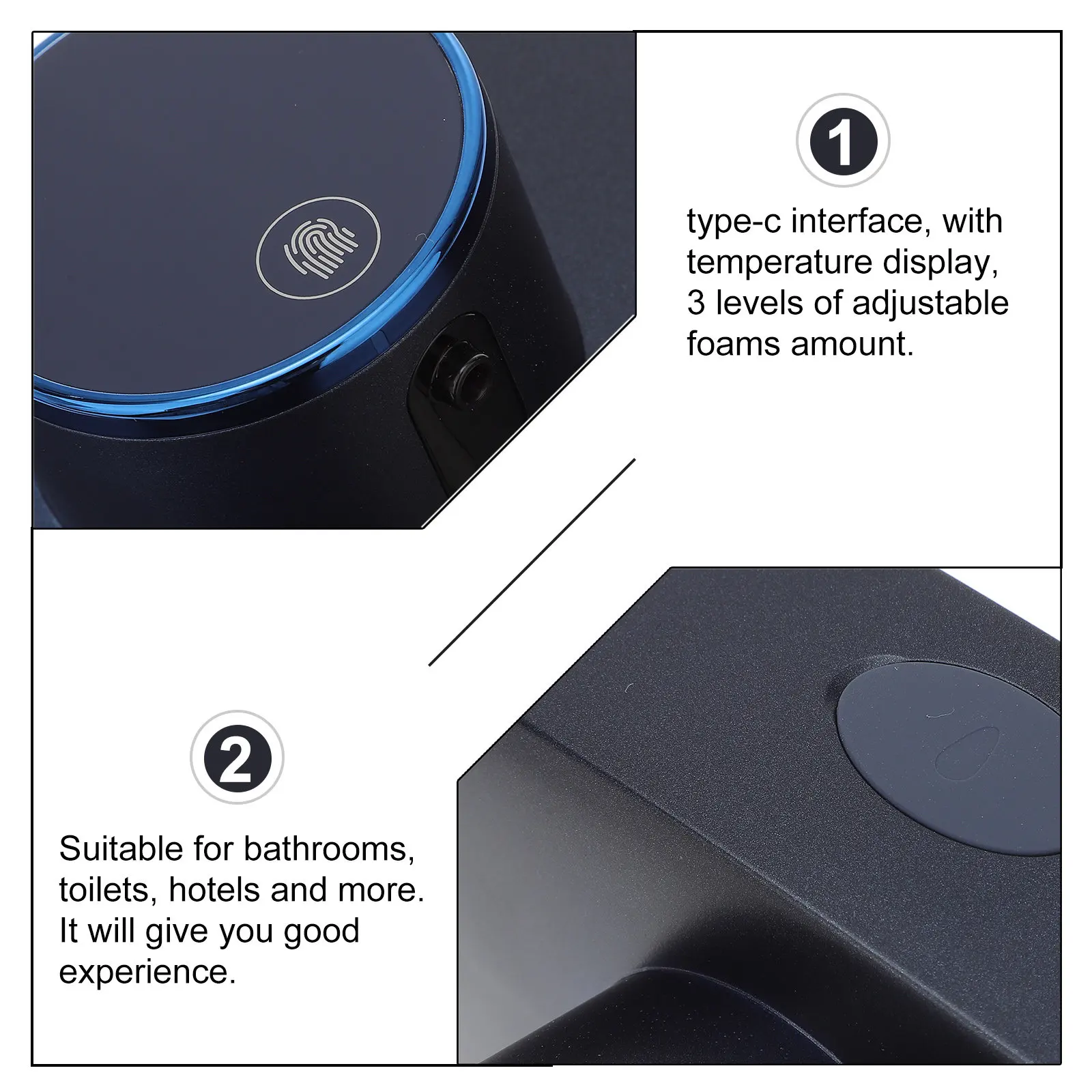 

Smart Sensor Rechargeable Wall-Mounted Touchless Foam Soap Dispenser for Bathroom Hotel Touch-Free Adjustable Foaming Dispenser