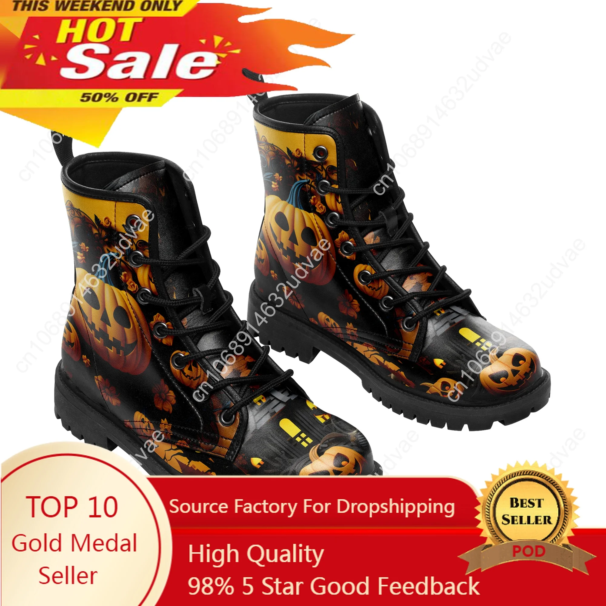 Dropshipping Print On Demand Men Women Custom Print Boots Halloween Design High Top Boots