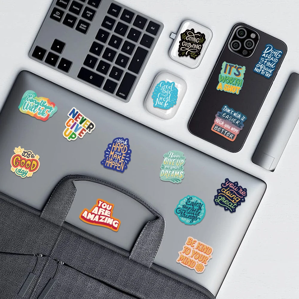 50 teile/paket inspirierende Text positive Aufkleber DIY Tagebuch Telefon Laptop Gepäck Skateboard Graffiti Aufkleber Spaß für Kinderspiel zeug