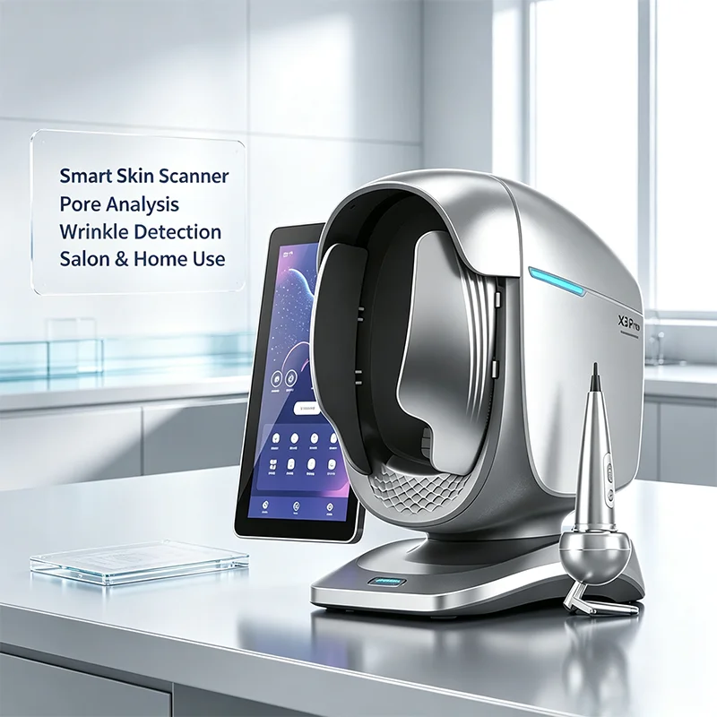 3D AI Facial Skin Analyzer Hair Scalp Analysis 15.6 Inch 8 Spectral Imaging Generate Professional Multilingual Digital Reports