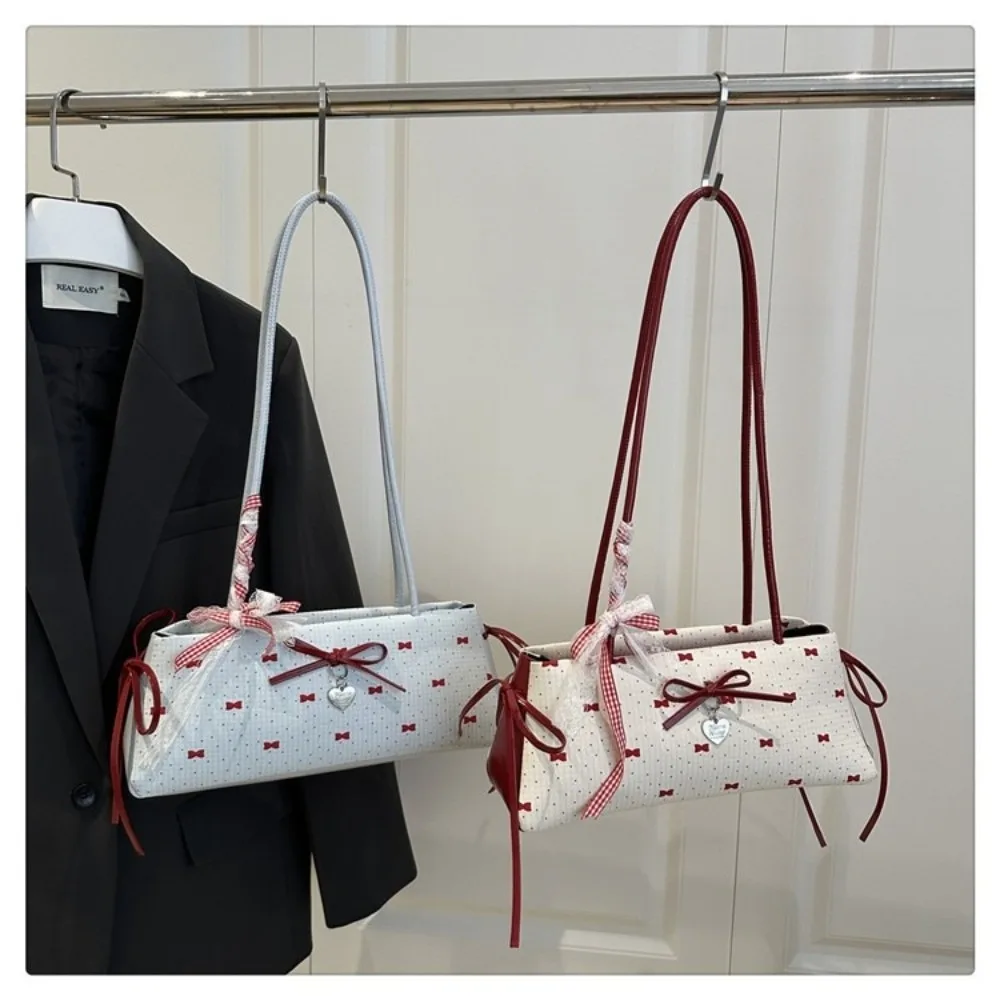 

New Bow Women's Handbag Large Capacity Sweet Crossbody Bag Zipper Closure Shoulder Bag Daily Use