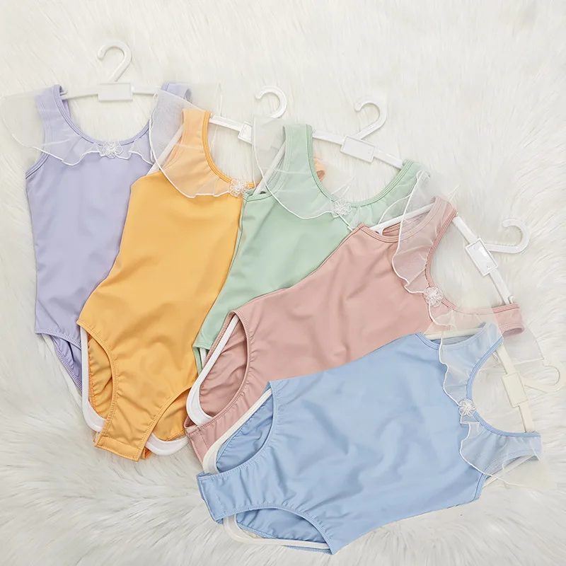 

Новая модная детская танцевальная одежда, летний костюм с короткими рукавами, тренировочная юбка для выступлений, балетная одежда без рукавов для девочек