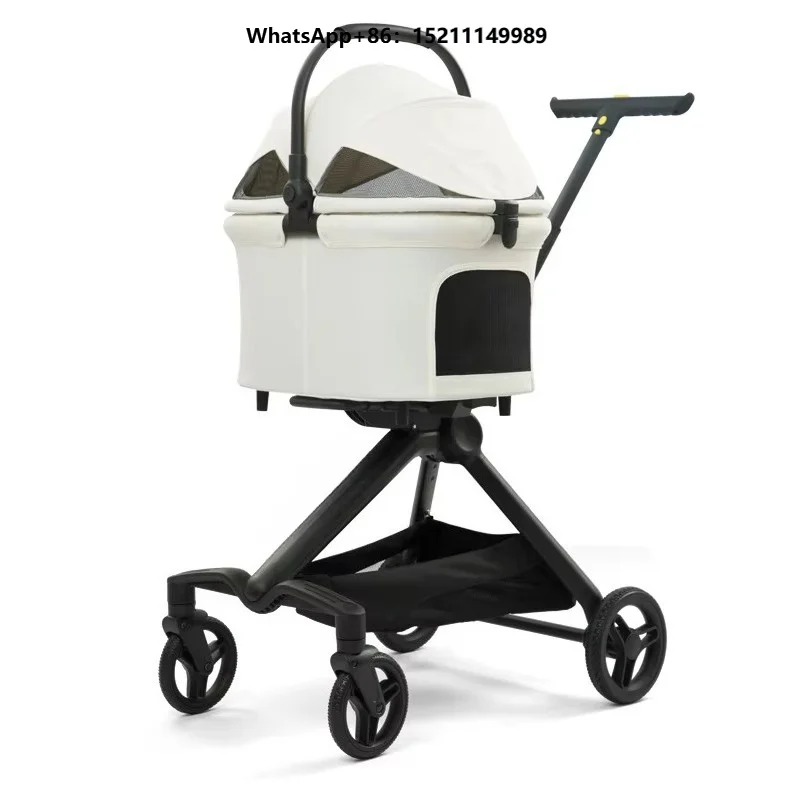 One Button Fold Detachable Pet Stroller Lightweight Dog Cat Trolley
