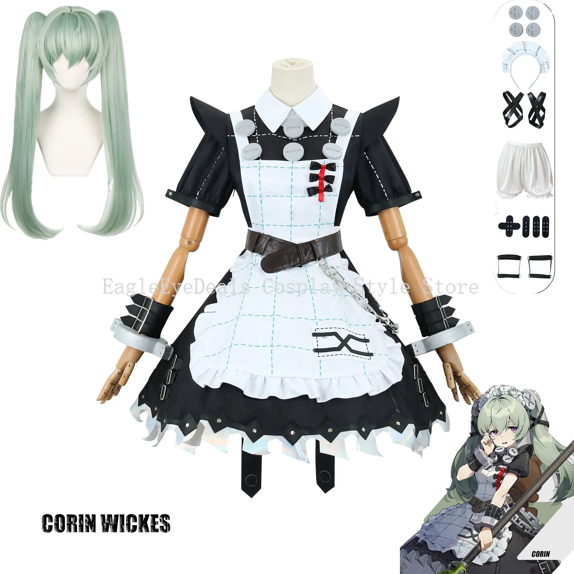 Jogos de anime zenless zona zero corin wickes cosplay traje bonito terno de empregada trajes de halloween para mulheres adultas