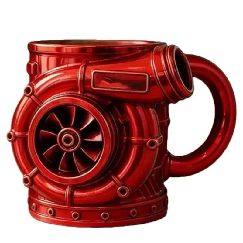 E8BD Realistic Turbocharger Mug 3D Mechanical Engine Cup for Coffee Teas Hot Cold Beverange or Unique Desk Decoration