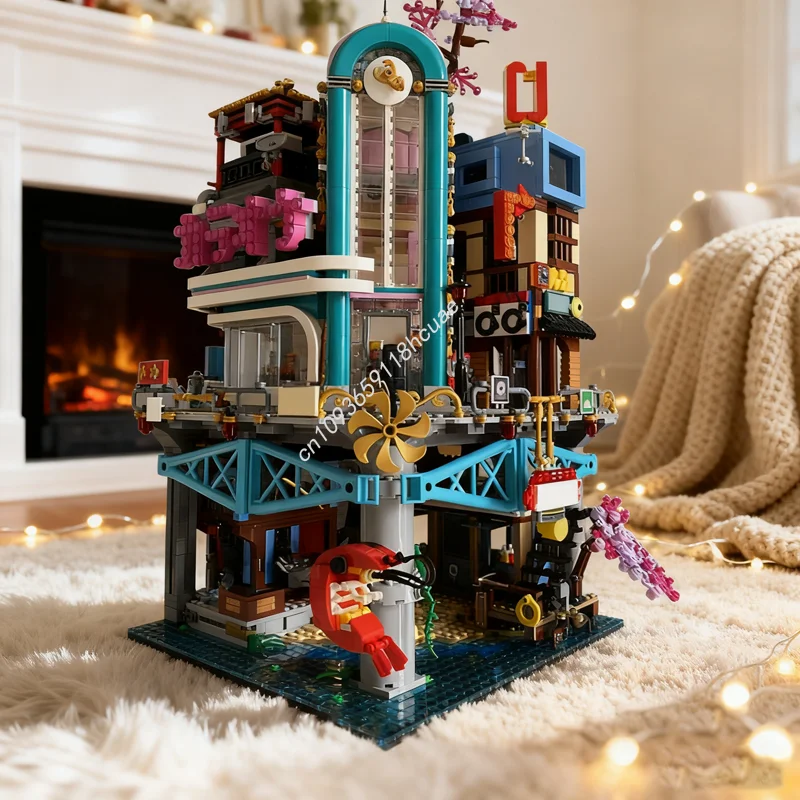 

4069 шт. MOC Ninjia City Extension Караоке-бар Модель Строительные блоки Архитектурные игрушки Сборка DIY Творческие рождественские подарки Дети