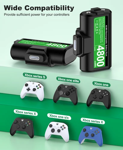 Imagen 2 del producto Paquetes de baterías DinoFire para Xbox Series X | Batería para controlador Xbox One S/Xbox One 2X4800mWh con 4 cubiertas de batería para Xbox