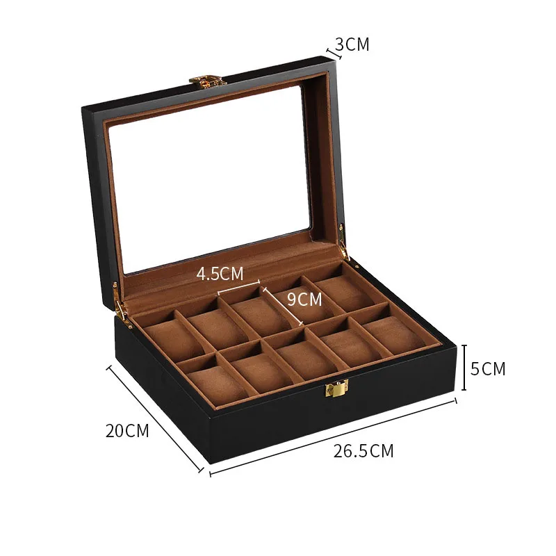 VANSIHO Wooden 6/10/12 Slots Watch Display Tray Packaging Gift Case Table Position Wood Material Watch Storage Box