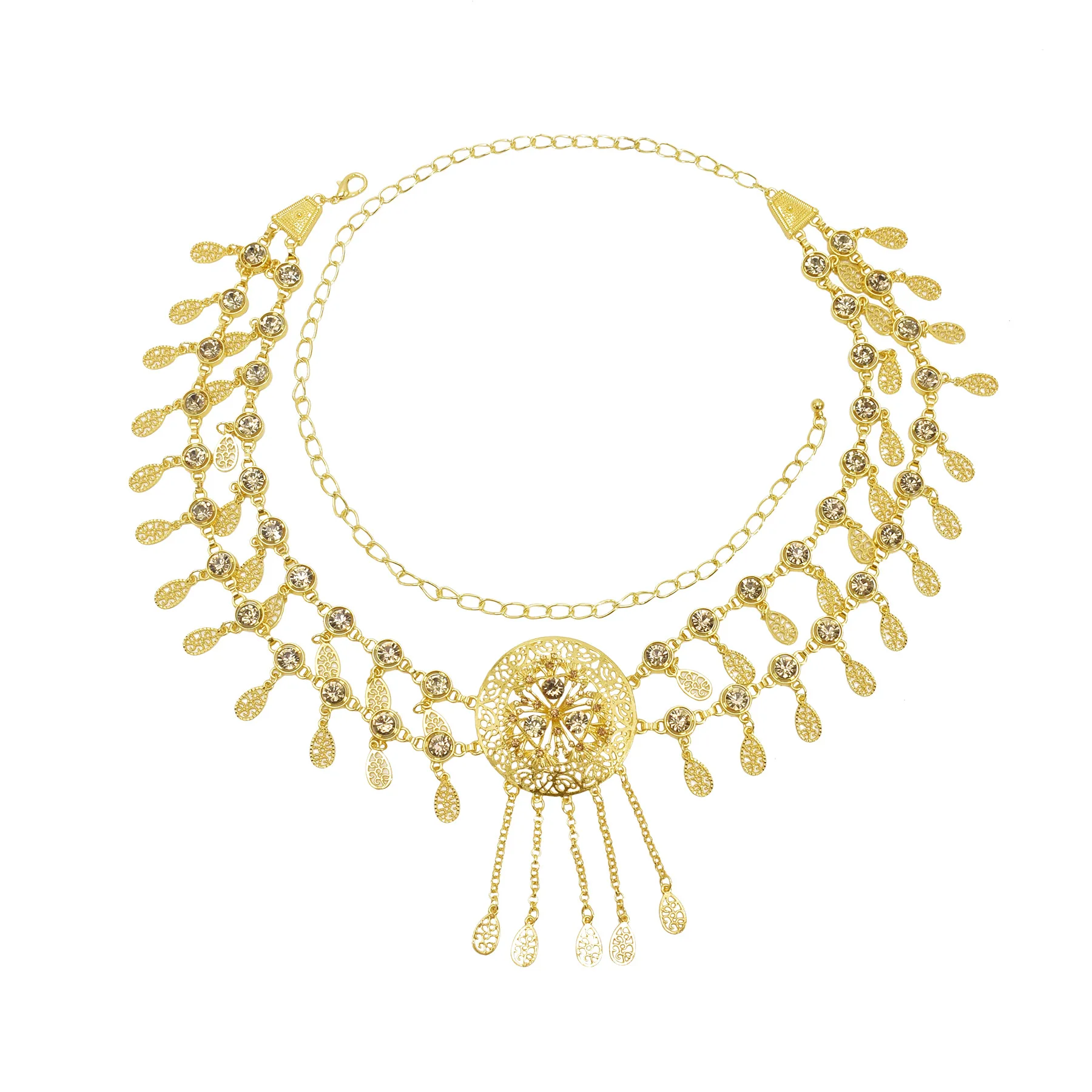 New Trendy Golden Crystal Flower Coins Waist Belly Chains Boho Beach Dance Party Belts Gypsy Afghan Ethnic Indian Body Jewelry