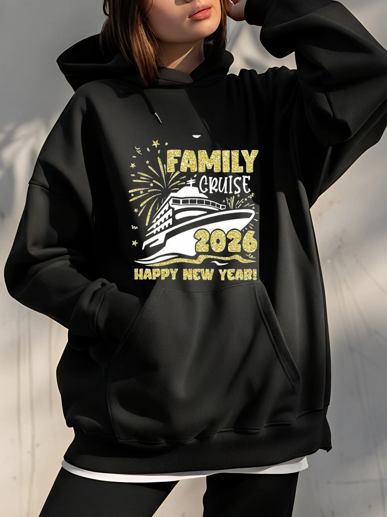 

Семейный круиз 2026, толстовка с капюшоном «С Новым годом», рождественский праздник, подарок для путешествий, толстовка для женщин и мужчин, повседневная одежда унисекс