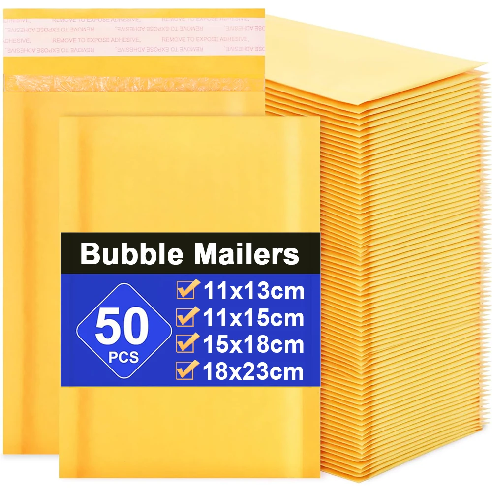 

50-10PCS Kraft Bubble Mailers Envelopes Bags Seal Adhesive Shipping Bag Waterproof Mailing Envelopes for Business Gift Packaging