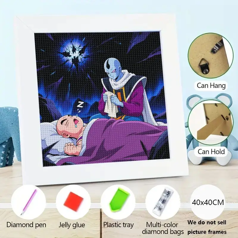 

1PC 5D DIY Full Drill Diamond Painting Kit, Dragon Ball Super Anime Manga Whis Comforting Sleeping Krillin Emotional Scene, Home