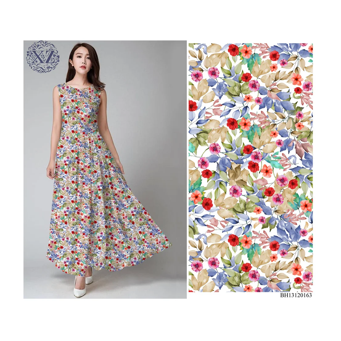 

Shrink-Resistant Floral Printing Digital 100% Cotton Woven Poplin Fabric For Women Garment