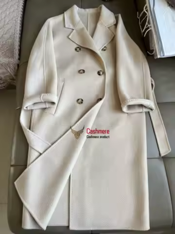 Cashmere Coat Women Autumn Winter Mid Length Wool Coat Female Camel Black Lace-Up Casual Jacket Classic Double Breasted Coat