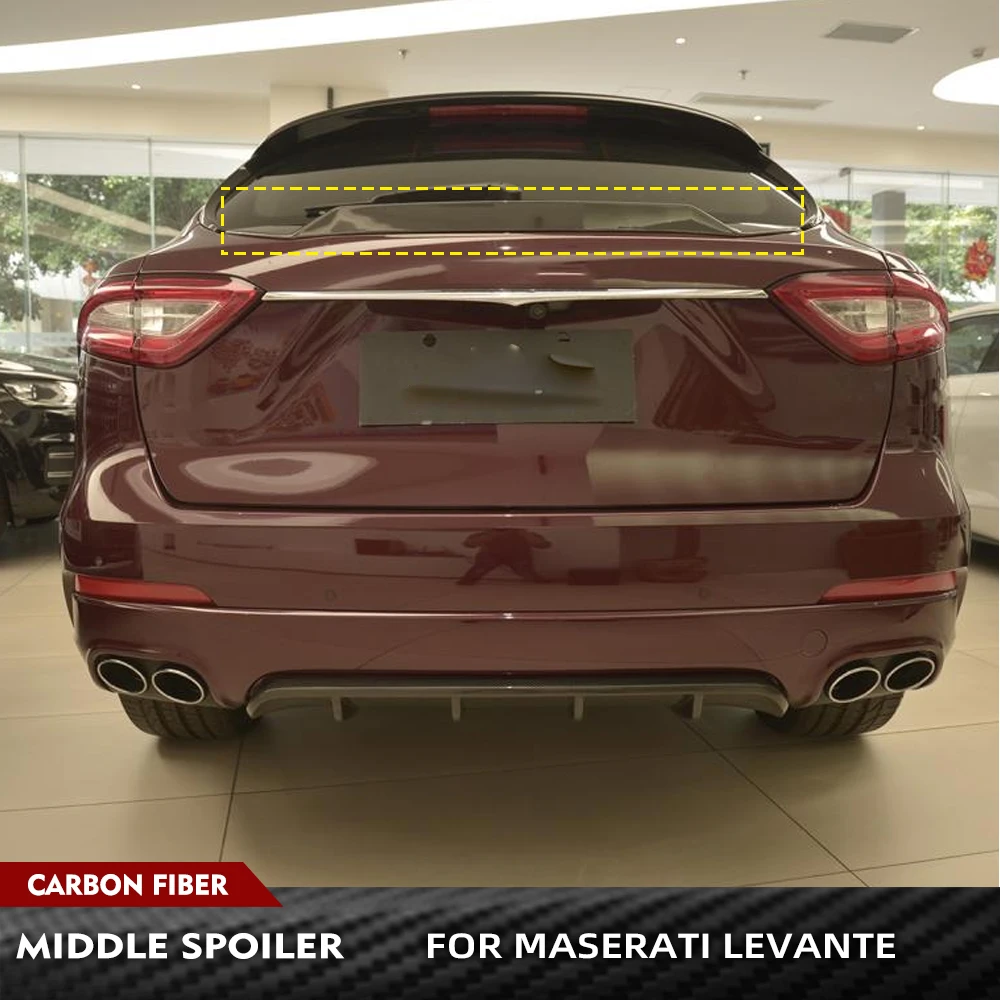 

For Maserati Levante 2016-2020 Carbon Fiber Car Rear Middle Trunk Spoiler Car Rear Trunk Boot Lip Wing Spoiler Boot Lip Wing