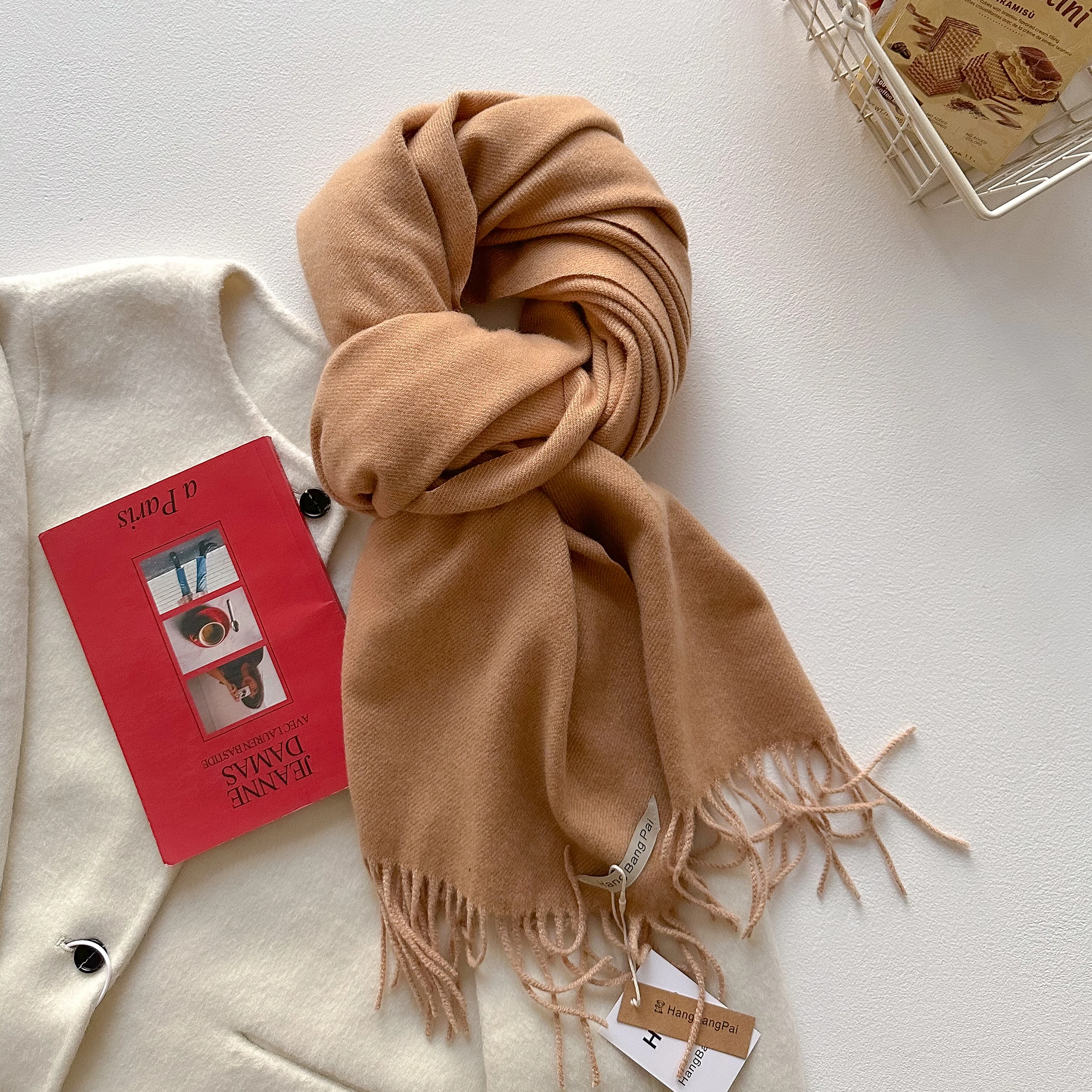 2023 neue Winter Wolle Schal Für Frauen Lange Warme Kaschmir Schals Hijab Solide Dame Schal Wrap Weibliche Pashmina Bandana Kopf schals – Detail 18