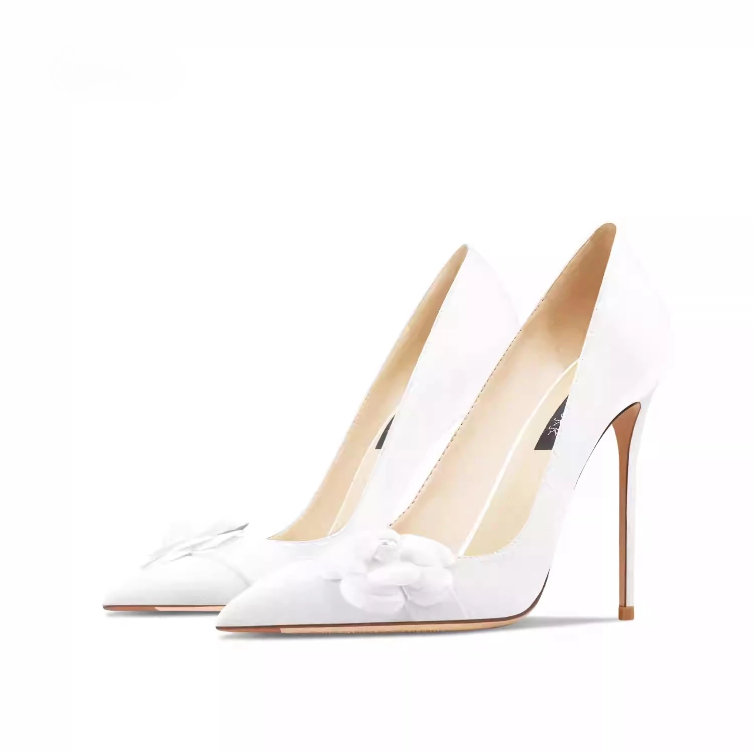 

Новые осенние женские белые туфли на высоком каблуке, атласная модная женская обувь на остроконечной шпильке с цветочным принтом