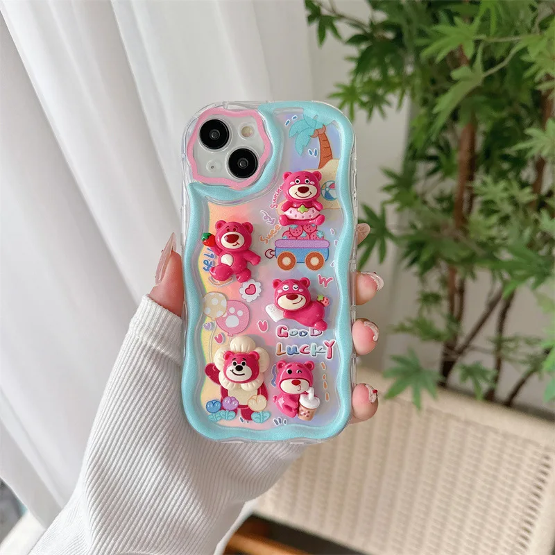 Pink Lotso doll Toy Story3 Strawberry Bear Anime Phone Case For iPhone 15 14 13 12 11 Pro Max 14 15 Plus Case Cute cartoon Cover