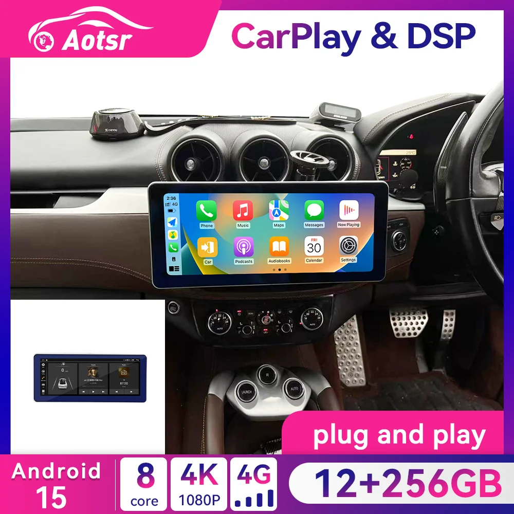 

12,3-дюймовый для Ferrari FF с левым рулем, автомобильный авто carplay, Android 15,0, радио, мультимедийный плеер, GPS-навигационный экран, головное устройство