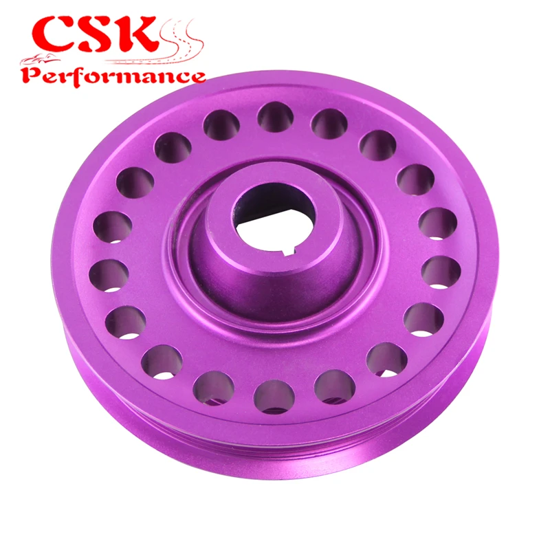 High Performance Racing Light-Weight Aluminum Crankshaft Pulley Fits For 93-01 Honda Prelude H22 VTEC Purple/Gray