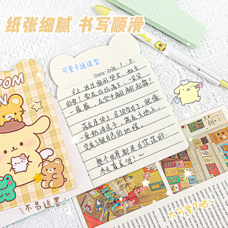 5Pcs Sanrio Notebook Hello Kitty Cute Student Award Thin Pocket Book Hard Shell Coloring Page Notepad Learning Stationery Gift