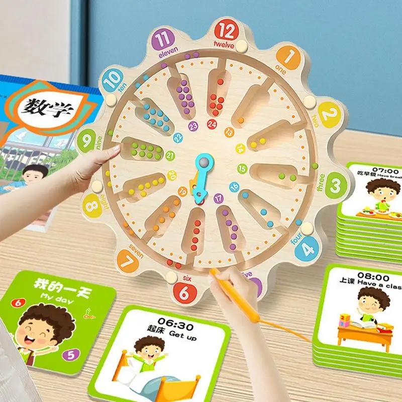 Labyrinthe magnétique horloge labyrinthe tableau magnétique jeux de Puzzle en bois enfant en bas âge couleur tri jouets apprentissage préscolaire jouets éducatifs pour