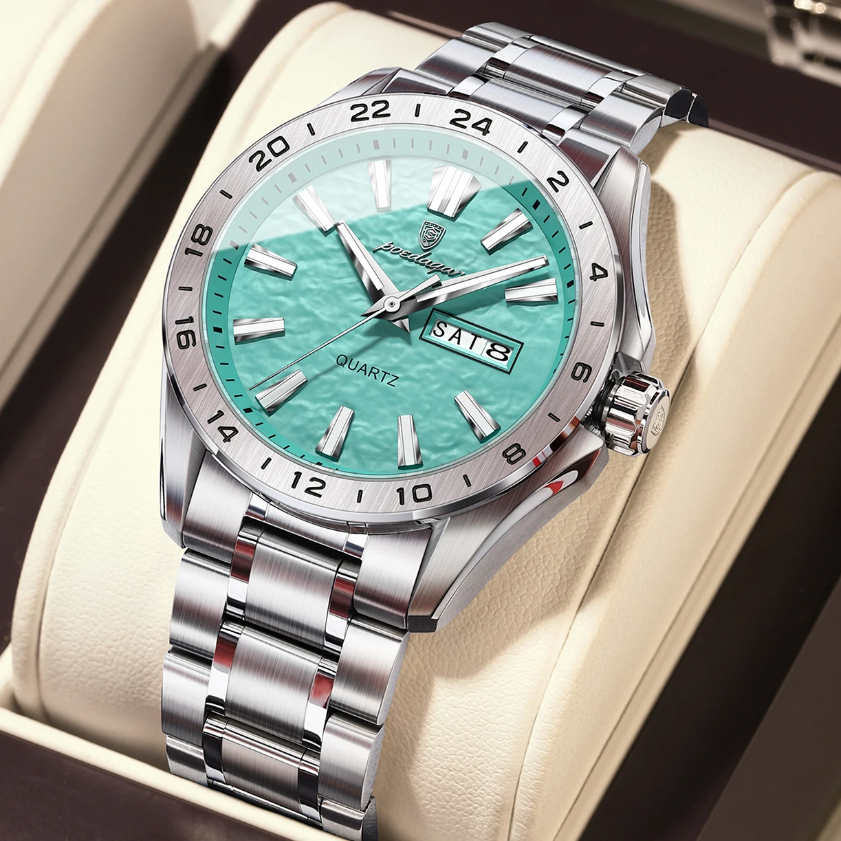 Montre-bracelet homme POEDAGAR tendance, étanche, lumineuse, pour affaires, avec date et jour, en acier inoxydable, à quartz, pour hommes, Reloj