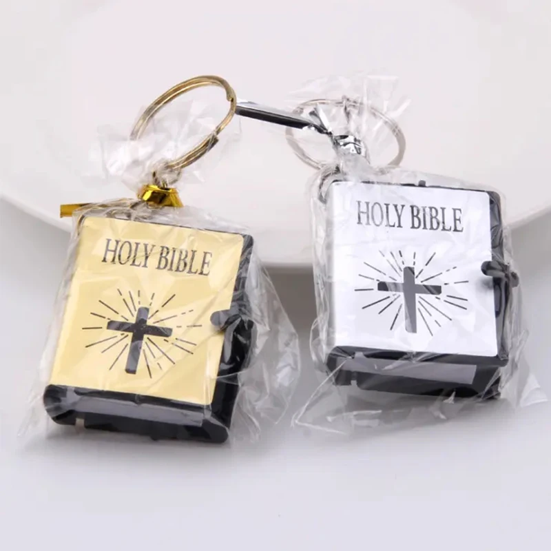 Fashion Holy Bible Keychain Mini Christian English Book Key Ring For Gift