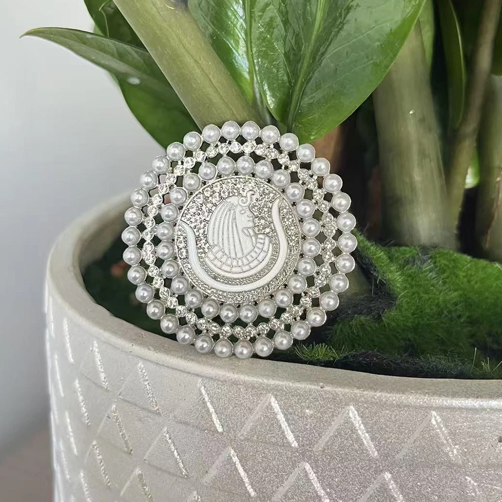 اليدوية حجر الراين اللؤلؤ مطعمة جولة شعار DOI جمعية الماسونية ابنة بروش #2