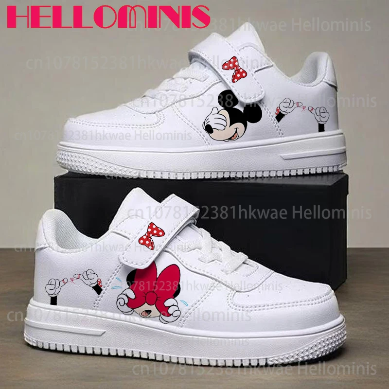 

2025 хит продаж, популярная детская обувь с Микки и Минни, повседневная обувь из искусственной кожи с милым принтом для мальчиков и девочек, подарок на день рождения