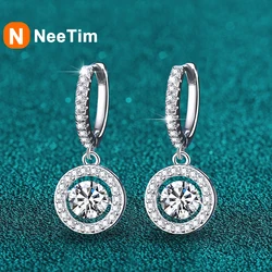 NeeTim 1CT Moissanite Drop Earring for Women Diamond Beating Heart Earring 100% S925 Sterling Silver White Gold Plated Jewelry
