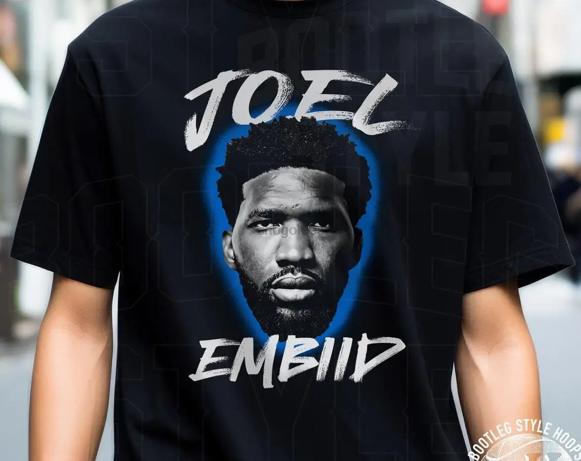 Joel Embiid Big Head Shirt for Phildaelphia Basketball Fan Vintage Bootleg Rap T-Shirt for Men Women 90s Tee Autograph Black and