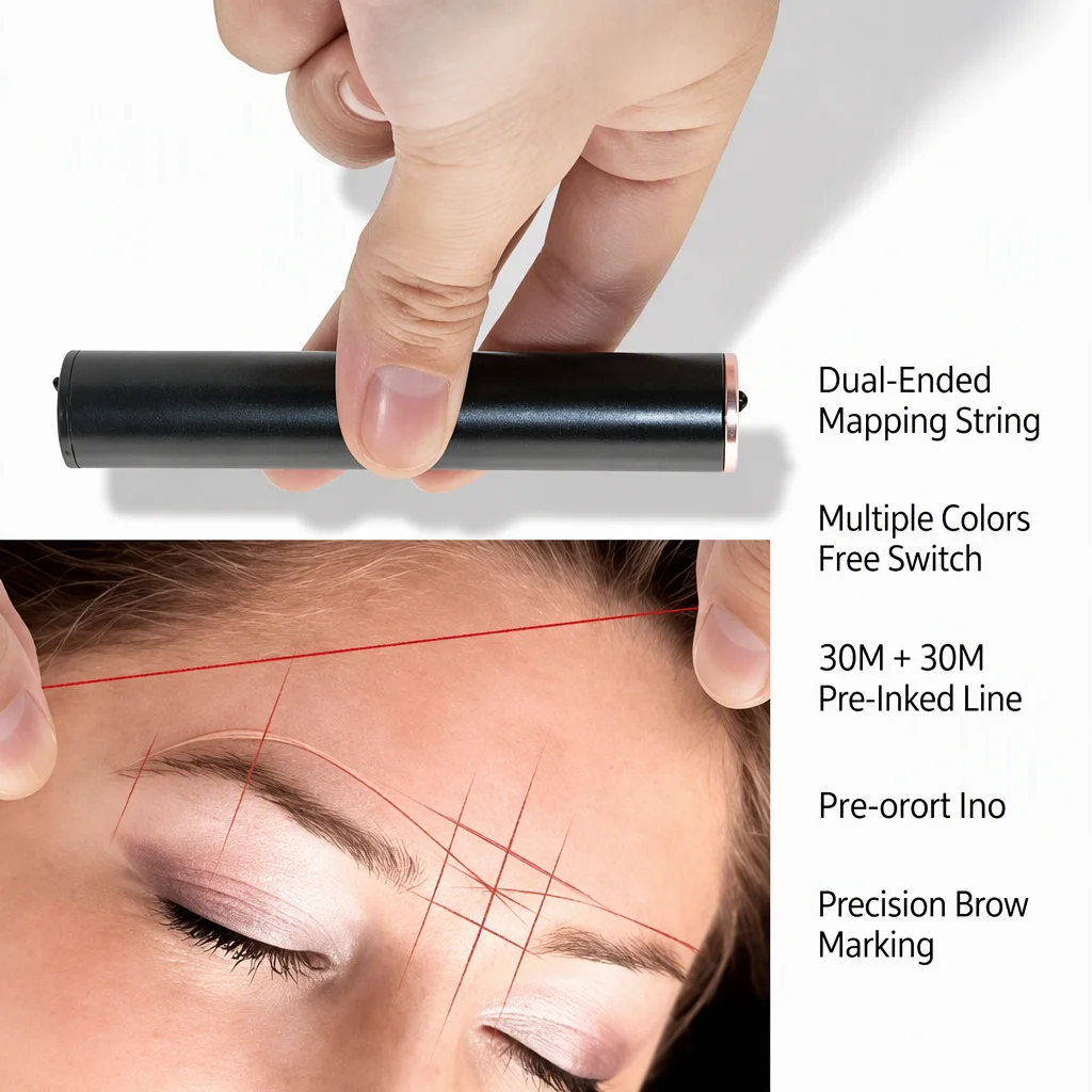 AIMOOSI 60M/196 8ft Pre Inked Microblading Mapping String Eyebrow Marker Thread Semi Permanent Makeup Symmetry Positioning Tool