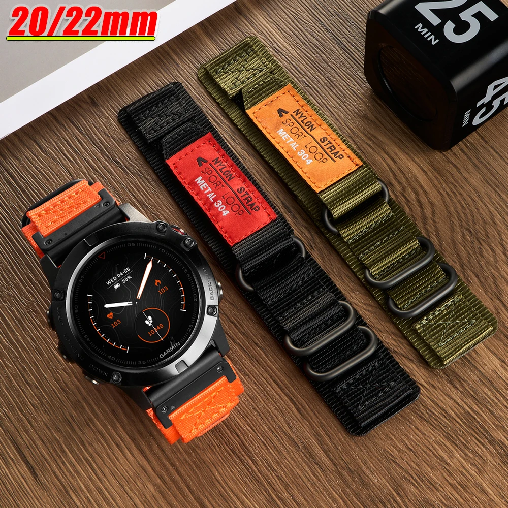 20 22mm Nylonarmband für Samsung Galaxy Watch 7/6/5/4/pro/active 2 Dreiring-Schnallen-Klettband für Huawei Watch GT6 5 Armband