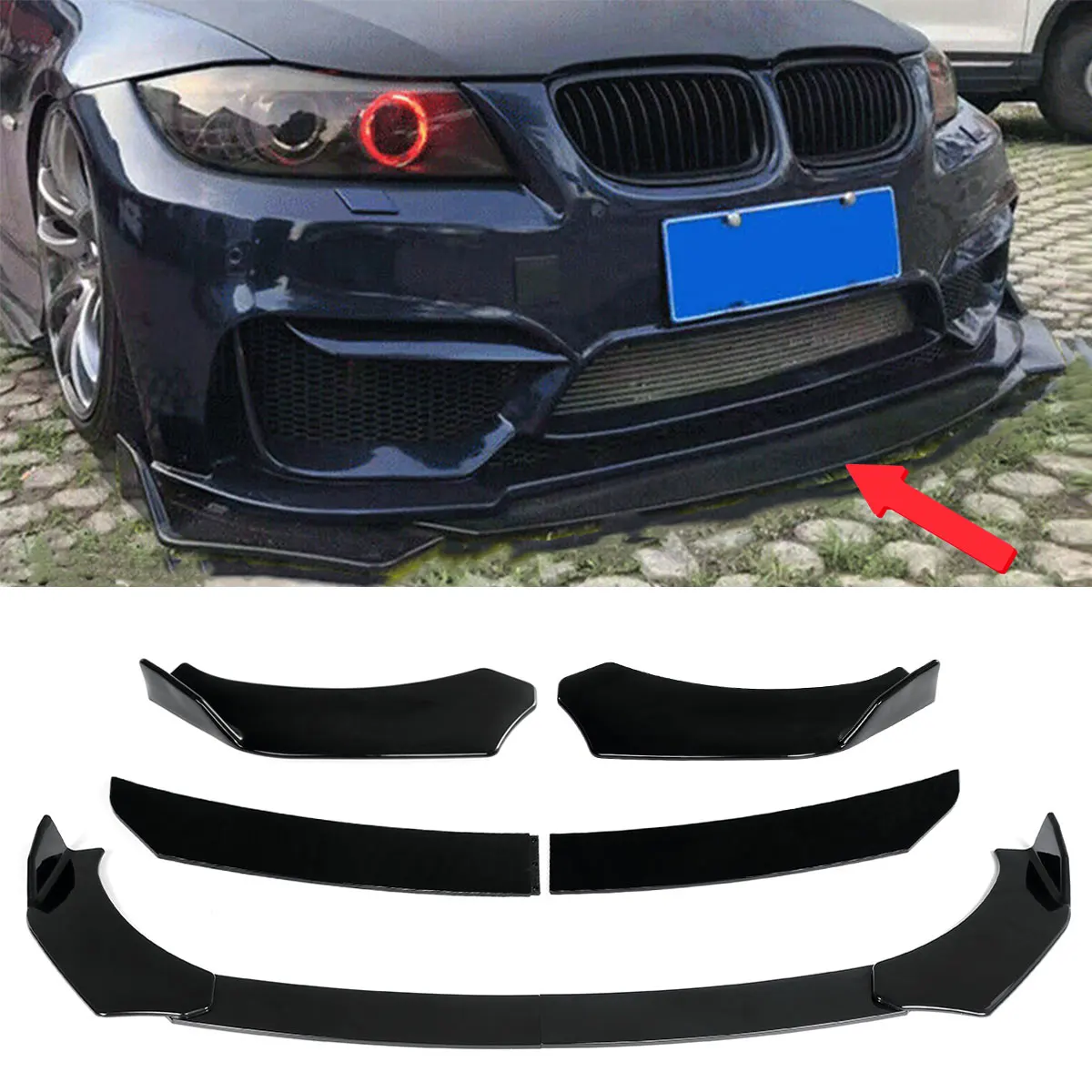 Car Front Bumper Splitter Lip Spoiler Body Kit Bumper Diffuser Lips Universal For SEAT LEON FR 5F MK3 MK3.5 MK5 For Ibiza 6J 6L