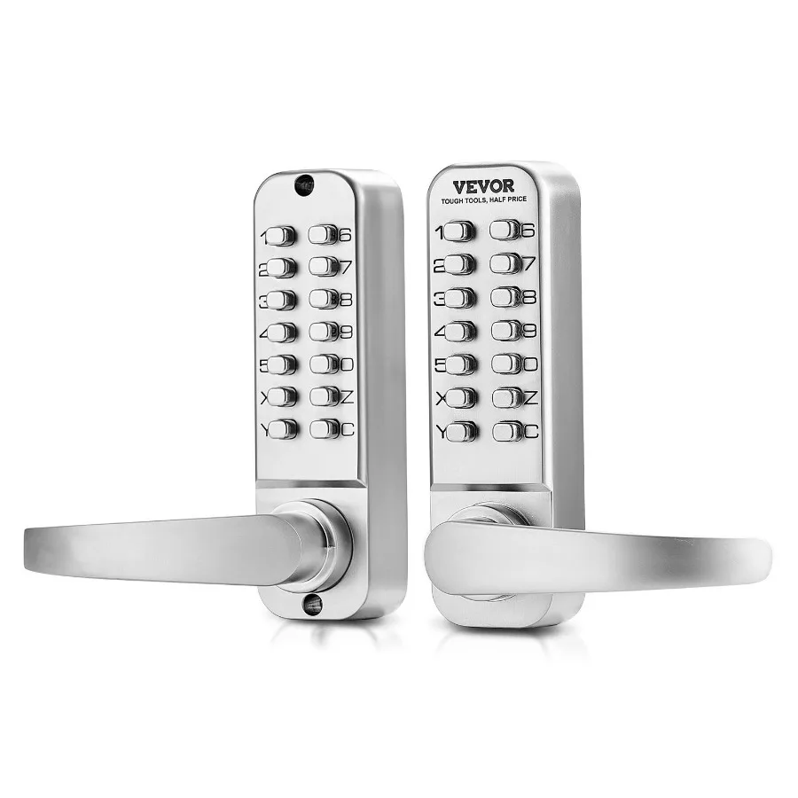 

Mechanical Keyless Entry Door Lock 14 Key Mechanical Keypad Lock for Home Sliver